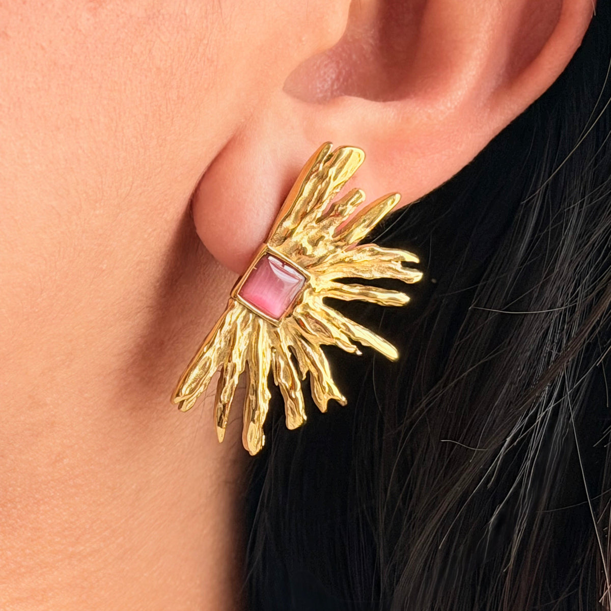 Arete de Ágata Roja